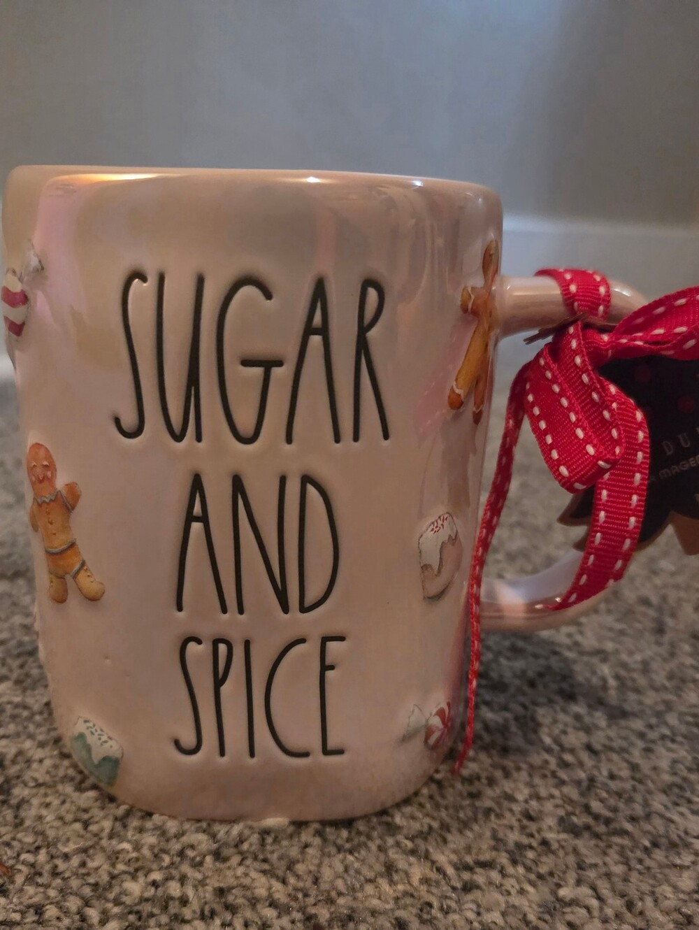 Sugar and Spice Pink Holiday Mug By Rae Dunn Gingerbread Holiday Sweets Candy